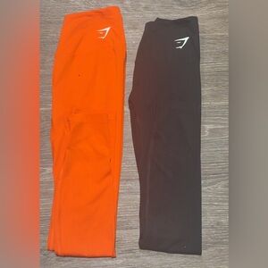 2 Pair Of Gymshark Leggings! Size S/Size 4 Orange and Black Leggings